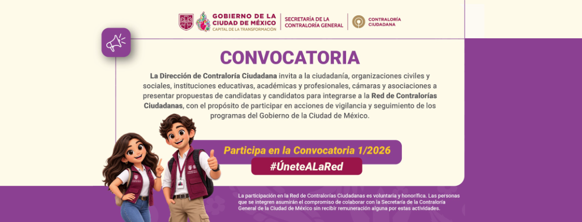 Convocatoria 1 /2026 para pertenecer a la red Contralorías Ciudadanas